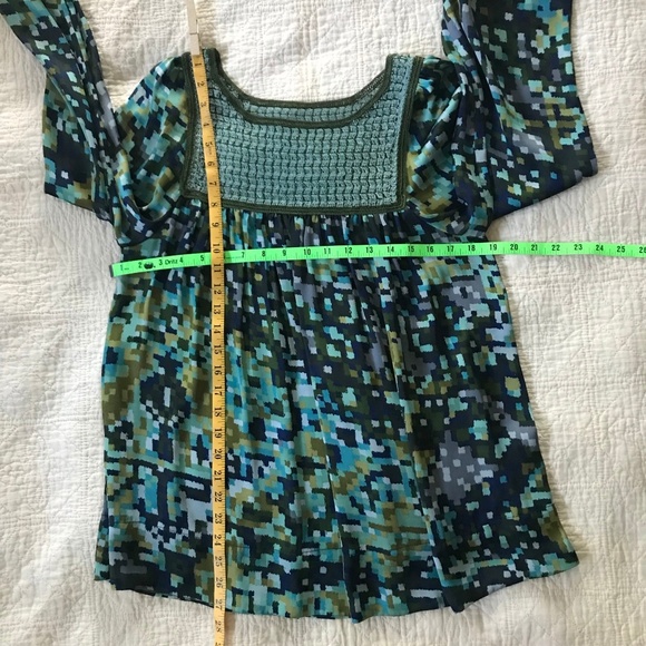 Green Print Blouse Sz M/L - Picture 6 of 8